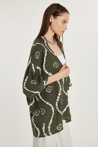 Tudors Kadın Relax Fit Rahat Kesim V Yaka Geniş Kollu Baskılı Kimono-33938 Çok Renkli