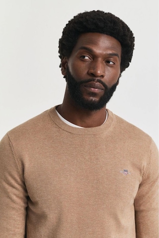 Gant Erkek Regular Fit Bisiklet Yaka Kazak - Bej-10614 Dk Sand Melange