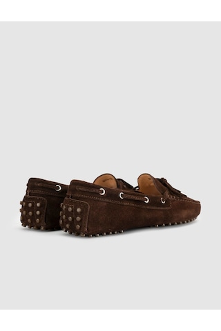Kahve Hakiki Deri Bağcıklı Günlük Loafer Mokasen Kadın Ayakkabı Kahverengi