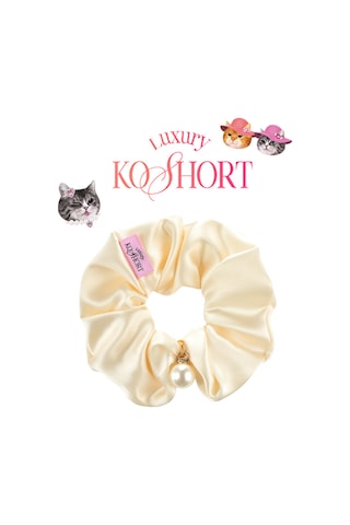 İnci Detaylı Saç Tokası Clıo Pearl Hair Scrunchie Luxury Koshort Krem 89504159