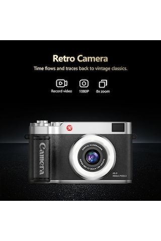 4k Çantalı Dijital Video Kamera 48mp 16x Zoom Işıklı 32gb Kart Dijital Fotoğraf Makinesi Siyah