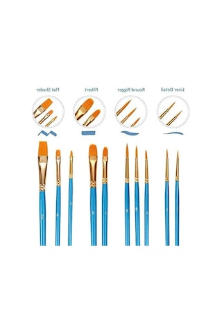 Sanatçı Fırçası Seti, 10'lu Paket, Naylon Fırçalar İle
