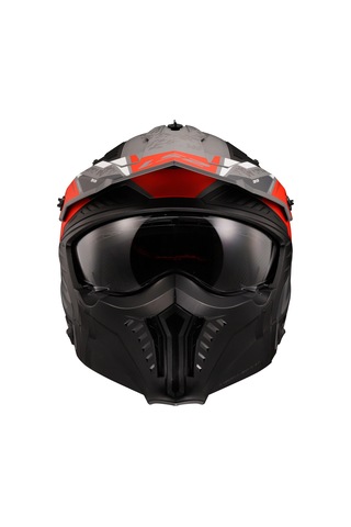 Ls2 Drifter Devor Ön Çene Çıkarılabilir Modüler Kask Mat Gri - Kırmızı - Titanyum