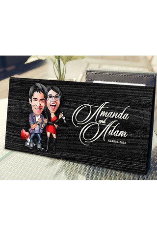 Bk Gift Kişiye Özel Sevgililer Karikatürlü Antik Siyah Ebony Ahşap Tabela-1, Dekoratif Tabela, Rustik Ev Dekorasyonu, Duvar Dekoru