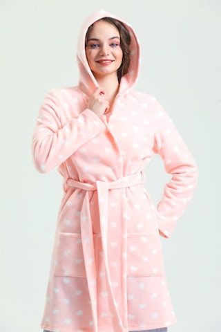 Magic Form 35252 Kadın Kapişonlu Polar Sabahlık-pembe Pembe