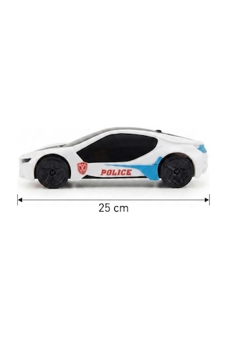 Çarp Dön Araba 1:18 Ölçekli 25 Cm Müzikli Ve 3d Işıklı Pilli Eğlenceli Oyuncak Polis Arabası Beyaz