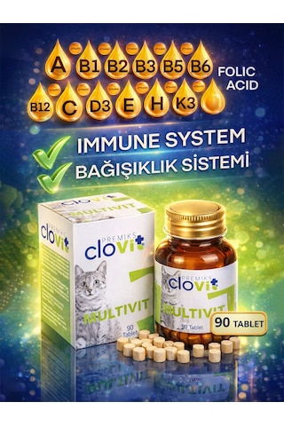 Clovit Multivit kediler için multivitamin ve amino asit takviyes