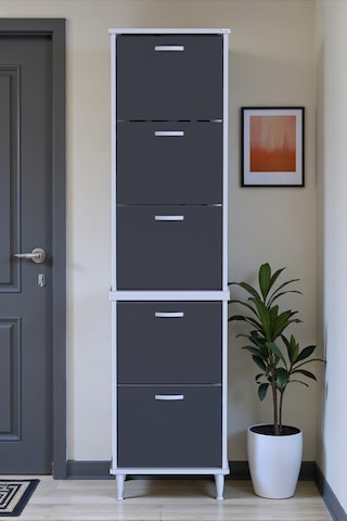 Eliusta Store Ayaklı Antrasit Ayakkabılık 52 Cm Kapı Önü/giyim Odası/antre Uyumlu Ayakkabılık 52x205x26 Cm Antrasit