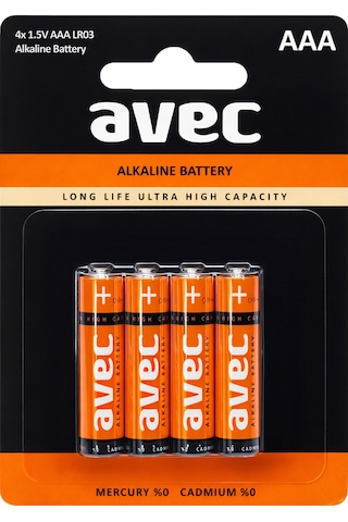 Avec 4lü Aaa Lr03 Alkaline İnce Kalem Pil Alkalin Kumanda Pili Alkali Pil 1.5v