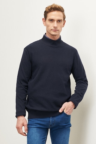 Altinyildiz Classics Erkek Lacivert Standart Fit Normal Kesim Yarım Balıkçı Yaka Pamuklu Triko 4A4921100008LACS Lacivert