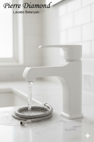 590-1 Lavabo Bataryası Lüks Ağır Tip Sabit Banyo Lavabo Musluğu Siyah Beyaz Gold Krom Beyaz