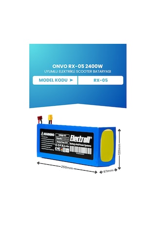 Onvo Rx-05 2400w 60v 20ah Elektrikli Scooter Bataryası Mavi