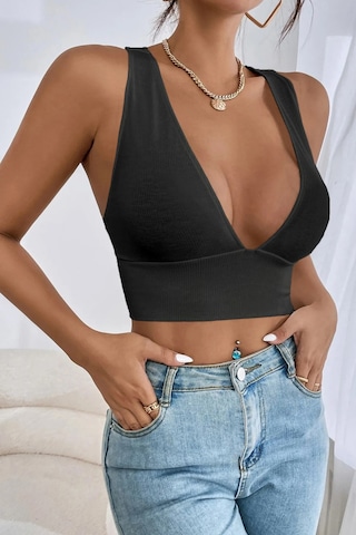 Terapi Men Kadın Antrasit Çapraz Sırt Detaylı Crop Top Bluz Antrasit