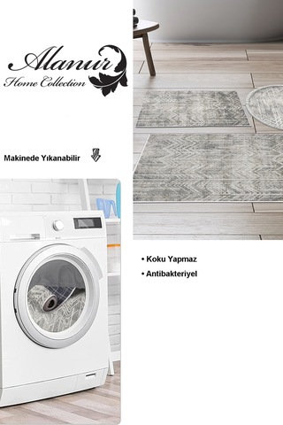 Dekoreko Kaymaz Taban Djt 3 Lü Banyo Paspas Takımı Star Pamuk Karışık Iskandinav F5083 gri
