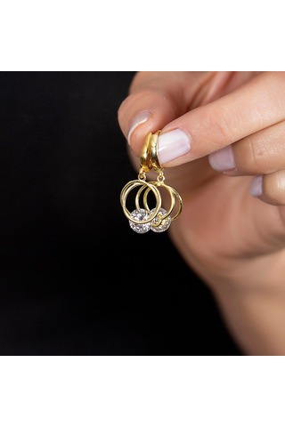 Gümüşhediyeal Starlight Diamond Tektaşlı Kalp Tasarım Gold Renk 925 Ayar Gümüş