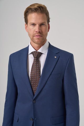 Morven Erkek Lacivert Yünlü Trend Desenli Dynamic Fit Mono Yaka Takım Elbise 26mc001039200 Lacivert