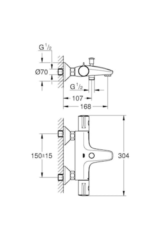 Grohe Grohtherm 800 Termostatik Banyo Bataryası Mat Siyah - 1022032430 Siyah