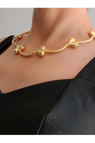 Eva Takı Kalp Model Trend Altın Kaplama Gold Renk Kolye Gold