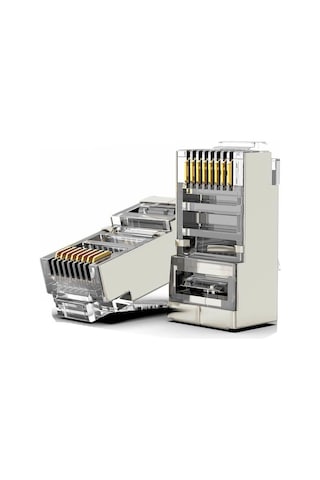 Koodmax 100 Adet - 3u" 3 Micron Gold Plated Cat6 Rj45 Metal Konnektör 8p8c Ethernet Kablo Ucu Jack