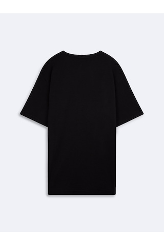 LTB Dokulu Relaxed Fit Siyah T-shırt