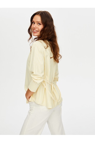 Faik Sönmez Beli Kuşak Detaylı Çizgili Poplin Gömlek W26gml022 Uw26gml02260 Sarı