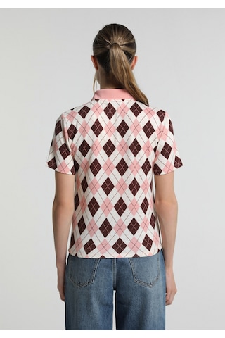 Colin's Colins Slim Fit Polo Yaka Metraj Baskılı Kadın Pembe Kısa Kol Tişört Cl1080866 Q1.v1 Pın