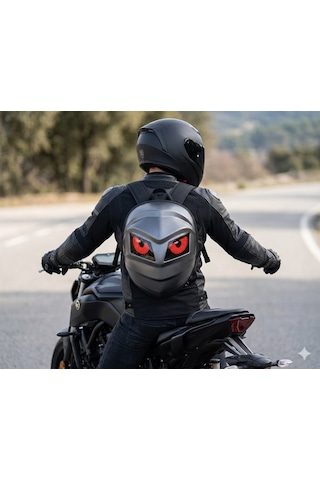 Missidea Rider Led Işıklı Karbon Mat Sırt Çantası Motorcu Çantası Orta Boy Siyah
