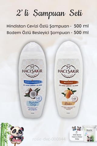 Hacı Şakir Hindistan Cevizi Şampuan 500 Ml, Bademli Şampuan 500 Ml Ve Rosıe
