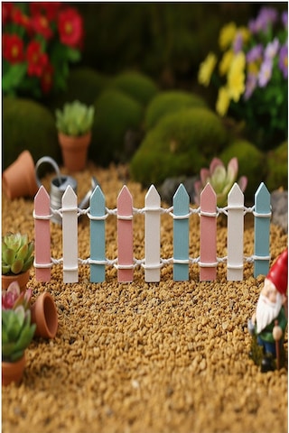 Mini Mavi Renkli Bahçe Çiti 1 Adet 3x60 Cm Teraryum Okul Ev Proje Renkli Minyatür Çit Ahşap