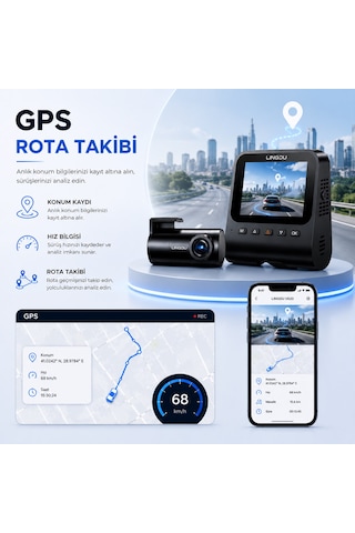 Lingdu V620 4k Araç Kamerası 4k + Fhd Çift Kamera Adas Wifi 6 Gps Hareket Ve Darbe Algılama