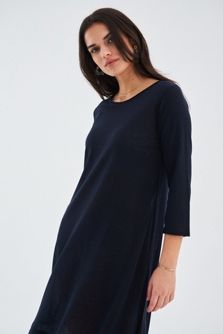 Peraluna Bol Ince Yazlık Şifonlu Kadın Triko Elbise Lacivert Lacivert