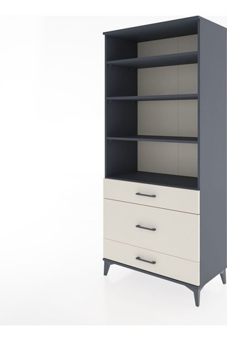 Hyperion Dolap 4 Raflı 3 Çekmeceli 88x44x195 Antrasit-aytaşı Antrasit