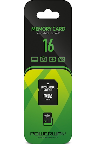 Powerway 16 GB MicroSDHC Hafıza Kartı + Adaptör