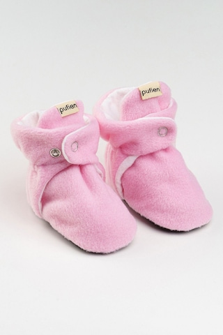 Organik Pamuk Astarlı, Bebek İlk Adım Ayakkabısı, Kaydırmaz Taban, Bebek Pandufu, Bej Patik Pembe