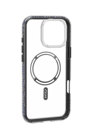 Apple iPhone 16 Pro Max Kılıf Magsafe Uyumlu Raptic Airjoy Serisi Boncuk Tasarımlı Şeffaf Kapak Siyah-gri