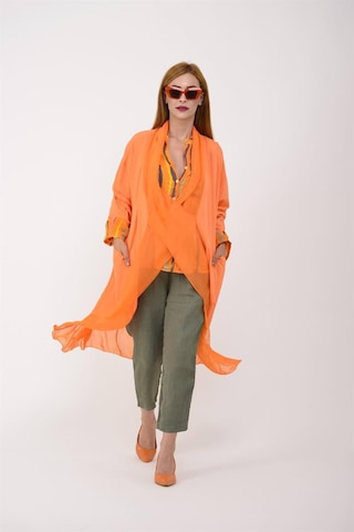 Italyan Ipek Detaylı Oversize Kaftan & Bluz-8711 Koyu Mor