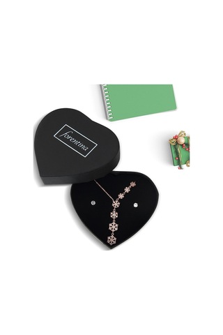 Forentina Rose Kar Tanesi Kolye Küpe Set Ps1595