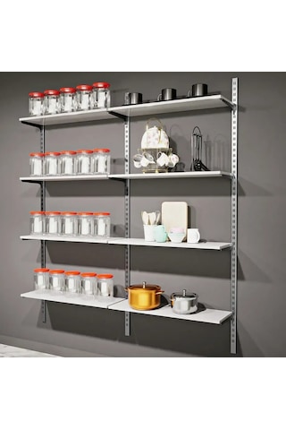 4 Katlı Duvara Monte Dekoratif Raf Sistemi