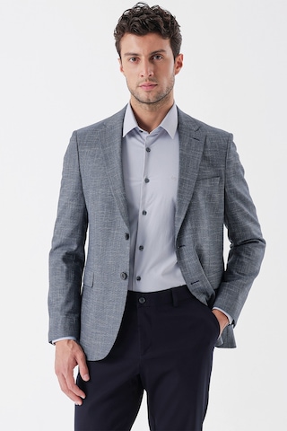 İmza Koyu Lacivert Desenli Armürlü Mono Yaka Çift Yırtmaç 6 Drop Slim Fit Dar Kesim Klasik Ceket 1002235133-koyu Lacivert Koyu Lacivert