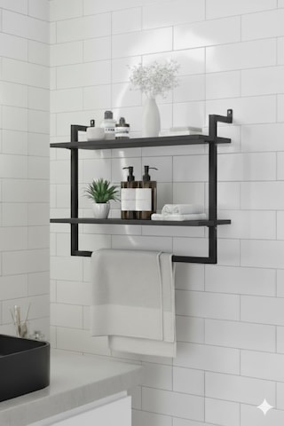 2'li Duvara Monte Banyo Rafları Antrasit Diğer