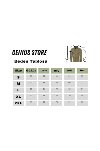 Genius Store Tam Fermuarlı 3 Cepli Outdoor Tactical Flecee Erkek Polar Ceket - Koyu Füme