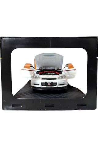 1:24 Metal Model Koleksiyon Araba Nissan Skyline Gt-r R34 Beyaz 19 Cm Döner Ön Tekerler