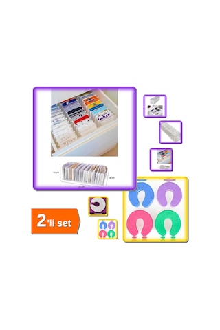 Akordiyon 11 Gözlü Çekmece Düzenleyici Organizer + Kapı Durdurucu Sünger Stoper 1 Adet - 2li Set P7u Belirtilmemiş
