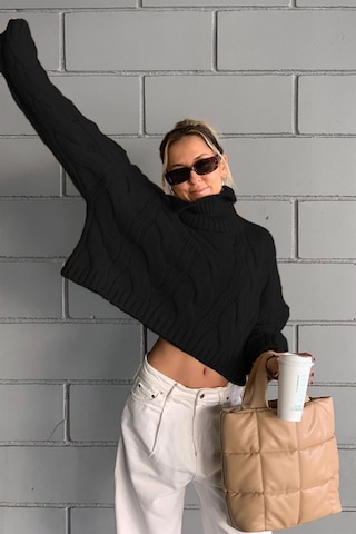 Madmext Mad Girls Siyah Boğazlı Kazak Mg1325