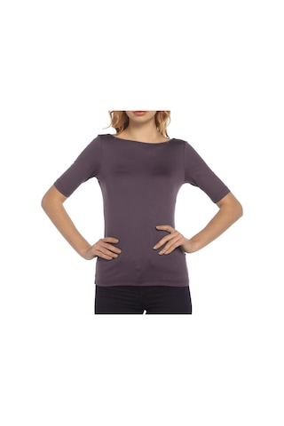 Bulalgiy Kadın Eflatun Basic Tişört - Bga782185 Eflatun