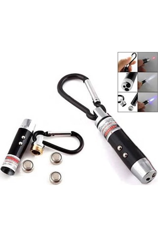 El Feneri Anahtarlık Lazer Led Fener Işıklı Anahtarlık 4 Fonksiyon