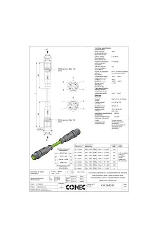 M12 Erkek-erkek D-kod / Code Profinet Kablo 5 Metre / 43-21331