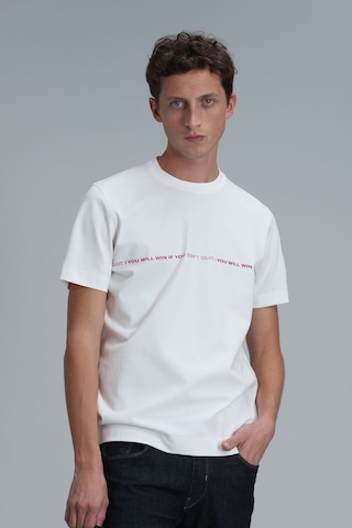 Lufian Erkek Carlos Modern Grafik T-shirt 111020211 Kırık Beyaz Ekru