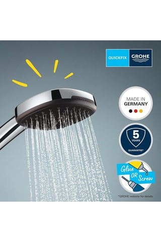 Grohe Vitalio Comfort 110 El Duşu Seti, 110mm Kare 2 Akışlı El Duşu, Duş Başlığı Tutucu, 1750mm Duş Hortumu, Çok Renkli