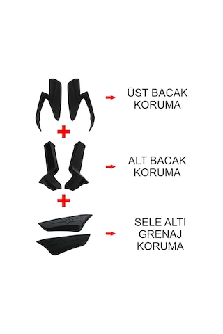 GP Kompozit Honda Forza 250 2021-2022 Uyumlu Üst/Alt Bacak ve Grenaj Koruma Seti Siyah